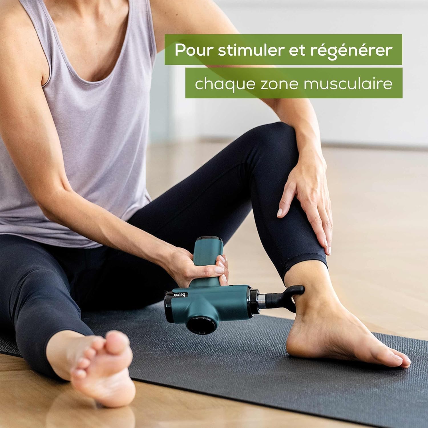 Beurer MG 99 pistolet de massage maniable avec 4 accessoires, massage puissant des points de déclenchement, relâchement des tensions, appareil de massage musculaire compact avec 5 niveaux d'intensité