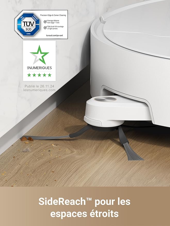 DREAME L40 Ultra Robot Aspirateur Laveur avec Serpillière Amovible et Relevable, Brosse Latérale Extensible