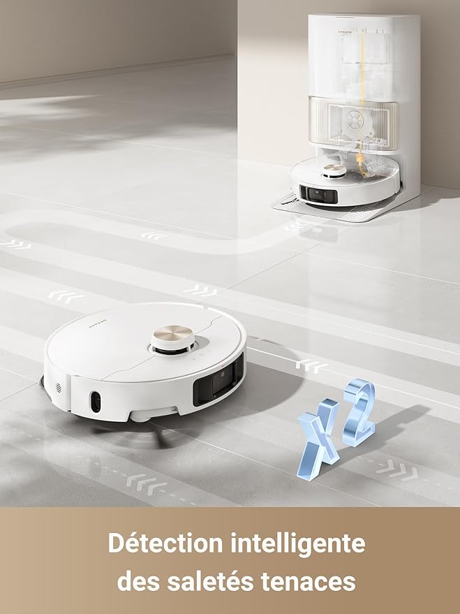DREAME L40 Ultra Robot Aspirateur Laveur avec Serpillière Amovible et Relevable, Brosse Latérale Extensible