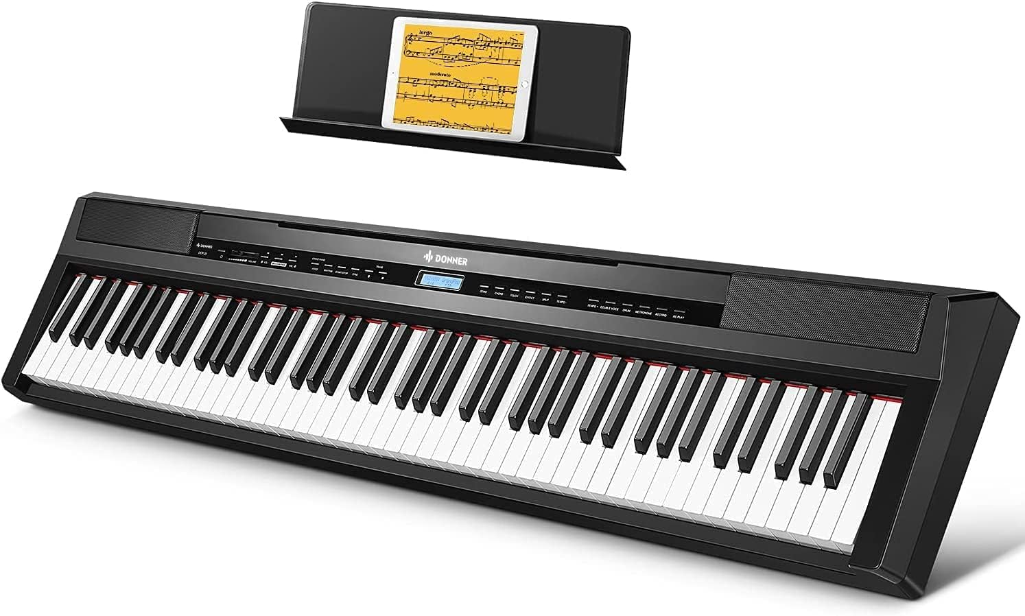 Donner DEP-20 Piano Numérique 88 Touches Lestées Taille Authentique – Action du Marteau, 8 Voix Premium, Pédale Incluse