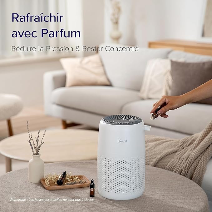 LEVOIT Purificateur d’Air Chambre – Filtration Allergies & Odeurs, Silencieux, Éponge Aromathérapie, 7W, 3 Vitesses, HEPA Maison/Bureau