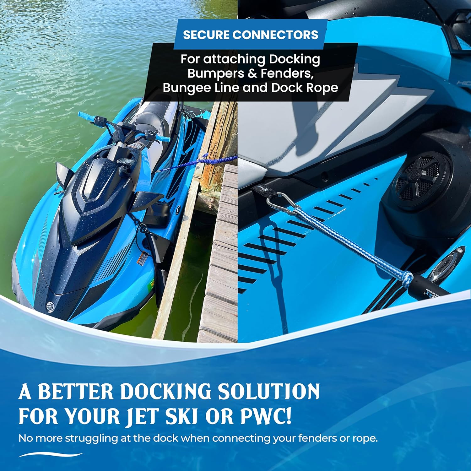 Soft Loops Jet Ski Cleats – Sangles Boucles Sécurisées pour Bumper, Défenses, Ligne d’Ancre, Élastique & Cordon de Quai pour Jetski, Waverunner & Seadoo