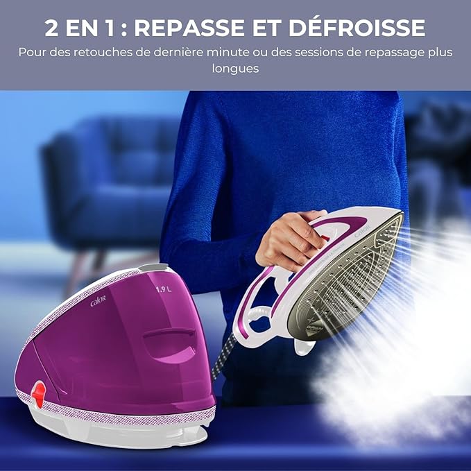 Calor Pro Express Ultimate GV9560C0 – Centrale Vapeur Haute Pression 7,3 bars, Pressing 490 g/min, Anti-Calcaire, Fabriqué en France