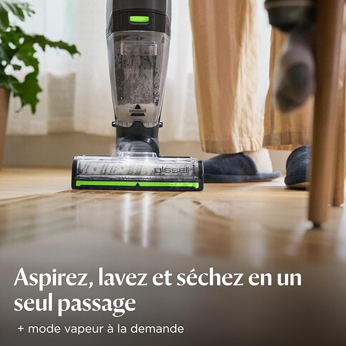 BISSELL CrossWave HydroSteam PET 3517N – Aspirateur Balai Laveur à Câble 3-en-1, Aspire, Lave & Sèche, Vapeur, Multi-Surfaces, Spécial Animaux