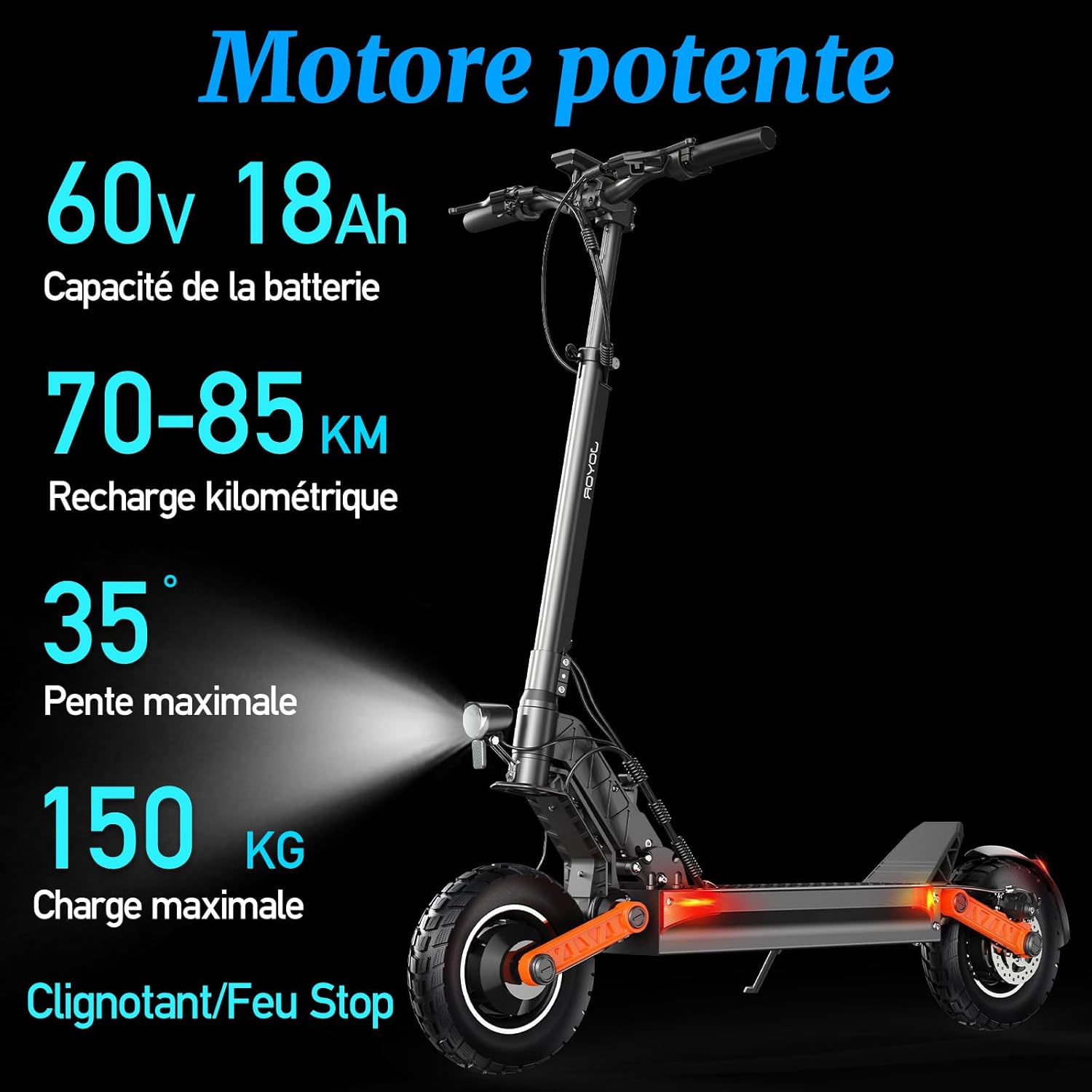 JOYOR Trotinette Electrique Adulte S Serie Autonomie 75-90KM Moteur 2000W Trottinette électrique Puissante Sportive