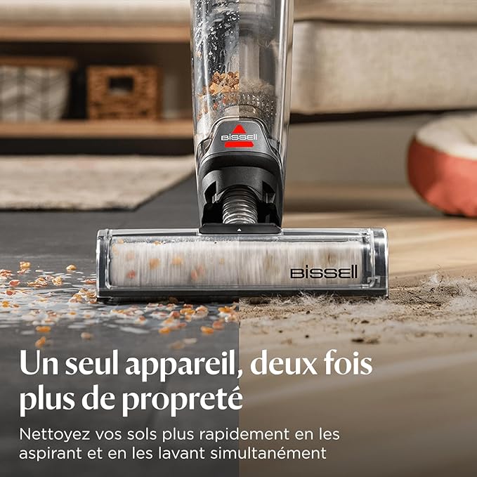 Bissell CrossWave OmniForce – Aspirateur Balai Laveur Sans Fil 2-en-1, Aspire & Lave, Multi-Surfaces, Jusqu’à 240 m², Modèle 3912N
