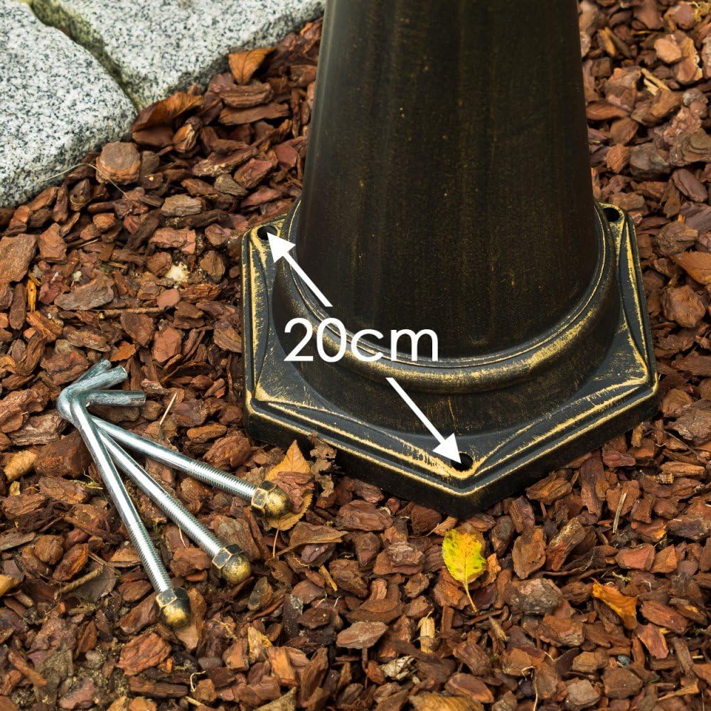 Candélabre Kobe, lampe d'extérieur au look antique, métal brun/or avec disques en plastique, lampe d'allée à 3 branches 215 cm, lampe de jardin rétro/vintage, douille E27, IP44, sans ampoules