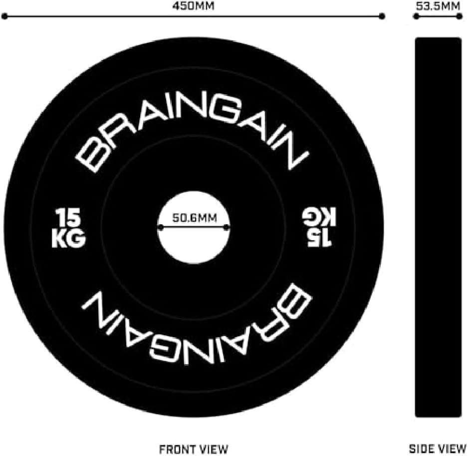 Disques Bumper Olympiques – Tailles Multiples, Couleur/Noir – Disques de Poids 2" pour Entraînement de Force avec Barre – 15kg  (Paire/Set)