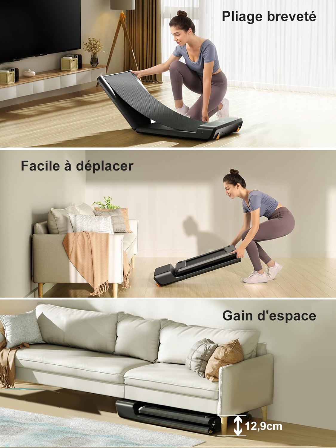 WalkingPad A1 Pro Tapis de Marche Capacité 136 kg - Pliable Walking Pad 120 x 41,5 cm Idéal pour Maison et Bureau, Tapis de Course Vitesse 0,5-6 km/h avec Télécommande et Contrôle Via Application