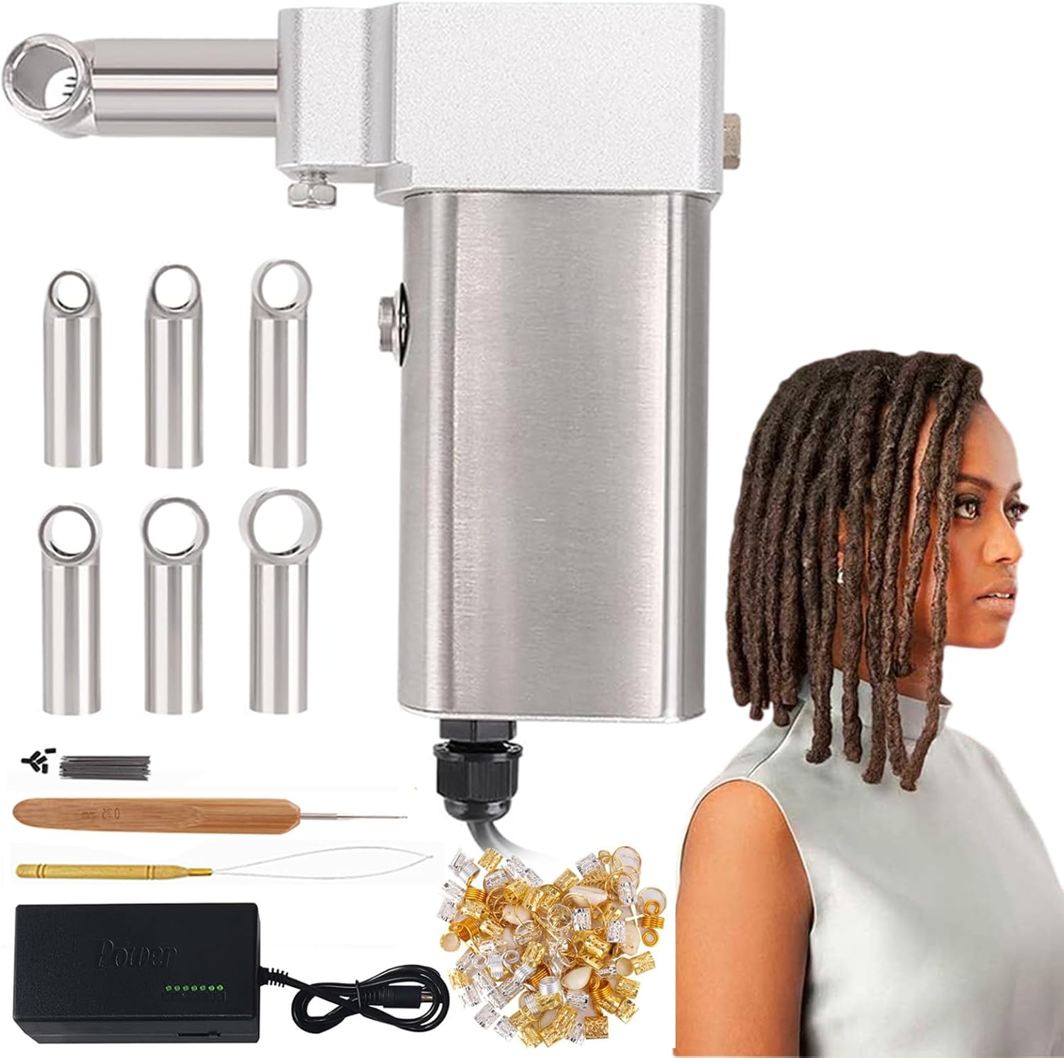 Machine à Dreadlocks Améliorée avec 6 Têtes, Machine à Dreadlocks Instantanée électrique, Outil De Crochet pour Dreadlocks Portable