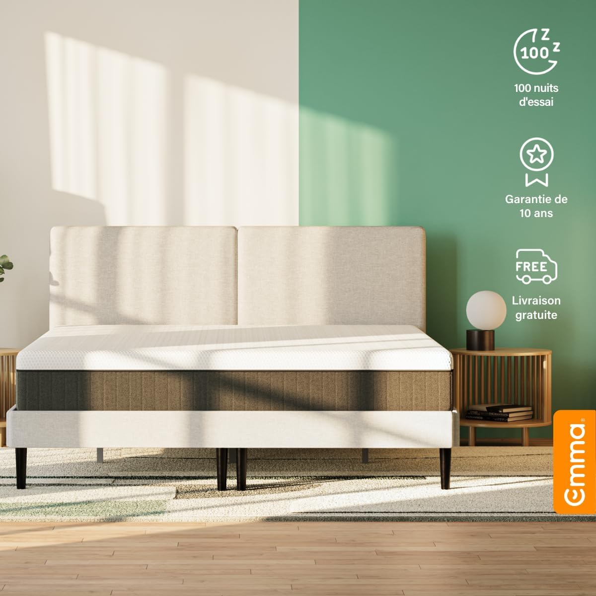 Emma Matelas Original II | Mousse à mémoire de Forme, Ressorts ensachés | 160x200 cm | Hauteur 22 cm | Moyen-Ferme (H7) | Soutien à 5 Zones | Ergonomique | Ultra Respirant | Durable | Housse Lavable