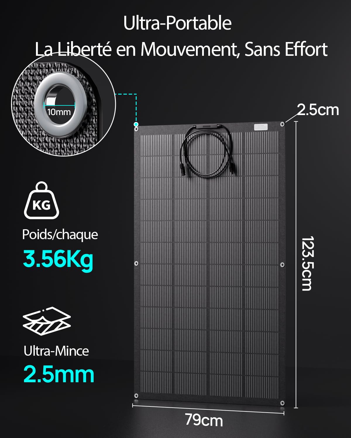 ECO-WORTHY Panneau Solaire Souple 400W(2 * 200W), Matériau ETFE Cellule Mono 18BB 25% de Conversion élevée pour Balcon, Camping-car, Bateau, Toit, Camping, Maison, Yacht, Surfaces irrégulières