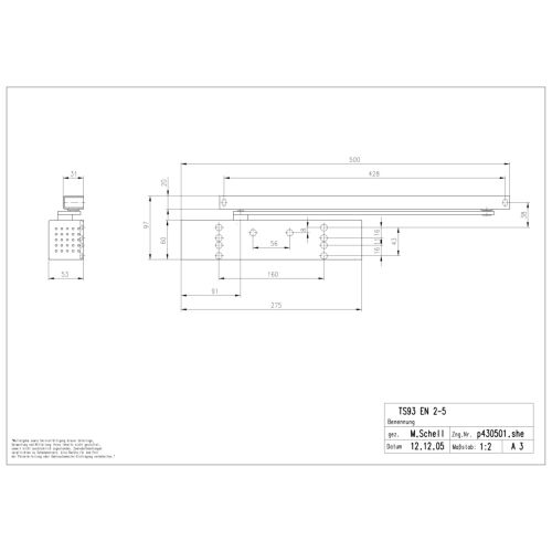 Ferme-porte TS 93 B2S CONTUR F2-5 sans bras argent - DORMA - 43080001