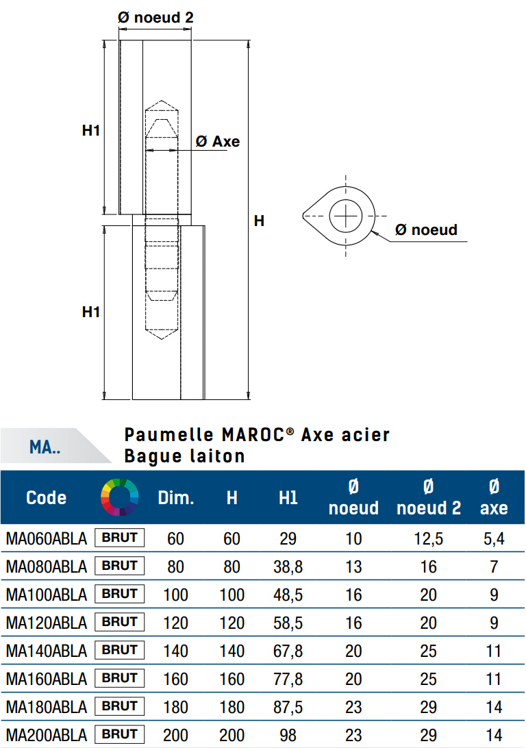 Paumelle à souder MAROC bague laiton 140mm - FAURE ET FILS - MA140ABLA