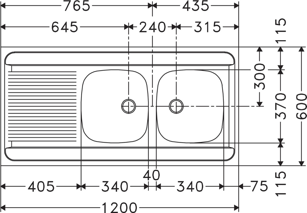 Evier 2 cuves inox avec égouttoir MAN721-1200 1200x600cm à poser - FRANKE - 010372