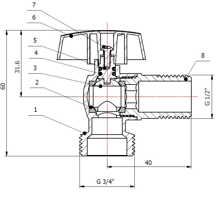 Robinet de machine à laver tête 1/4 de tour - GARIS - B01-RMLS