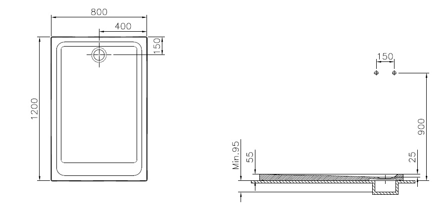 Receveur de douche ARKITEKT 120x80cm B90 antidérapant - VITRA - 5809L003M0578