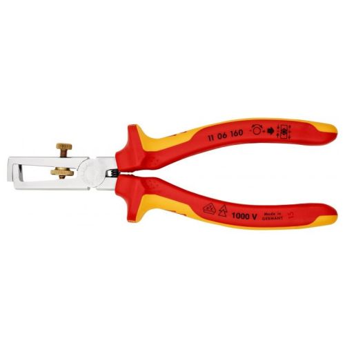 Pince à dénuder avec ressort d'ouverture isolante 1000V - KNIPEX - 11 06 160