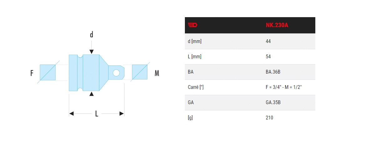 Réducteur impact 3/4'' à 1/2'' - FACOM - NK.230A