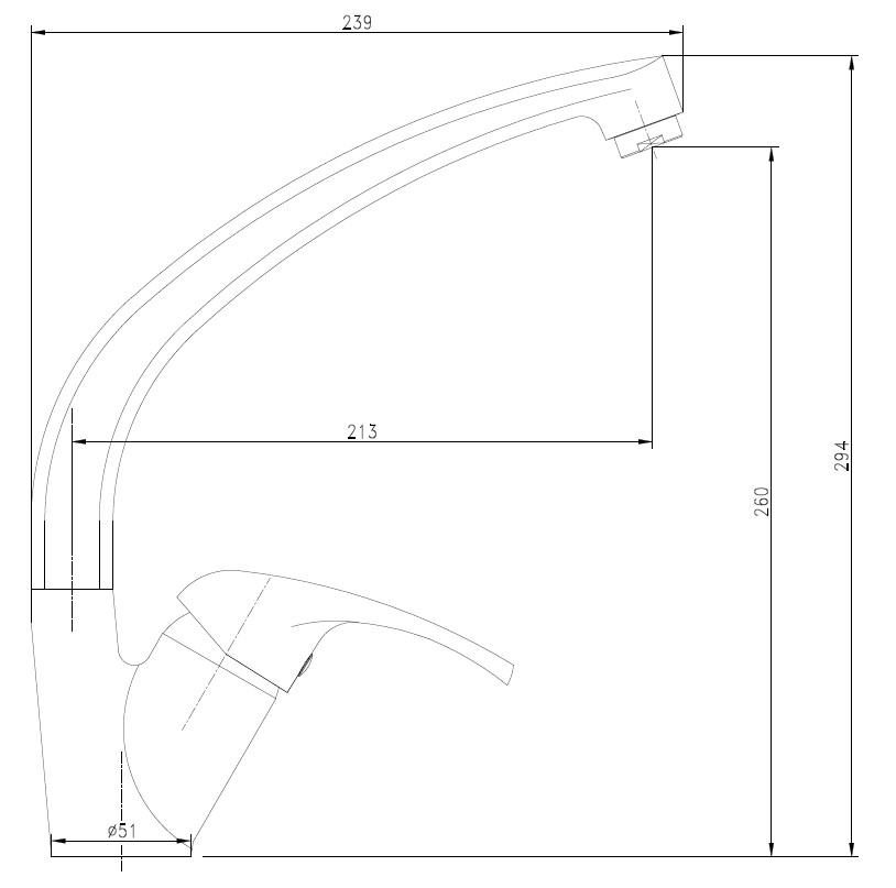 Mitigeur NOVA pour évier avec bec de cygne - GARIS - R01-18005CR