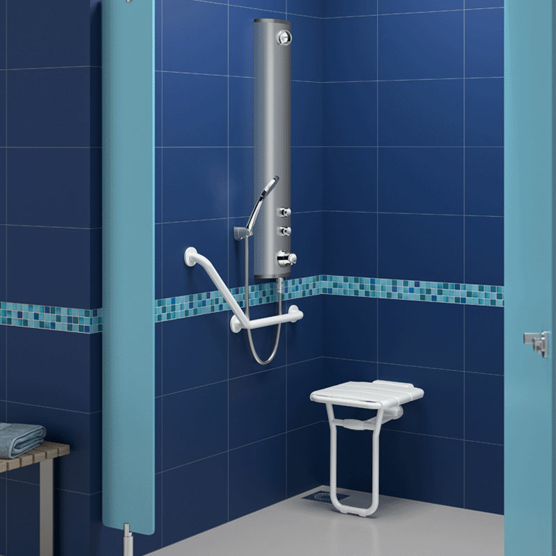 Siège de douche mural rabattable pour handicapé et PMR 407x360x480mm - DELABIE - 510400