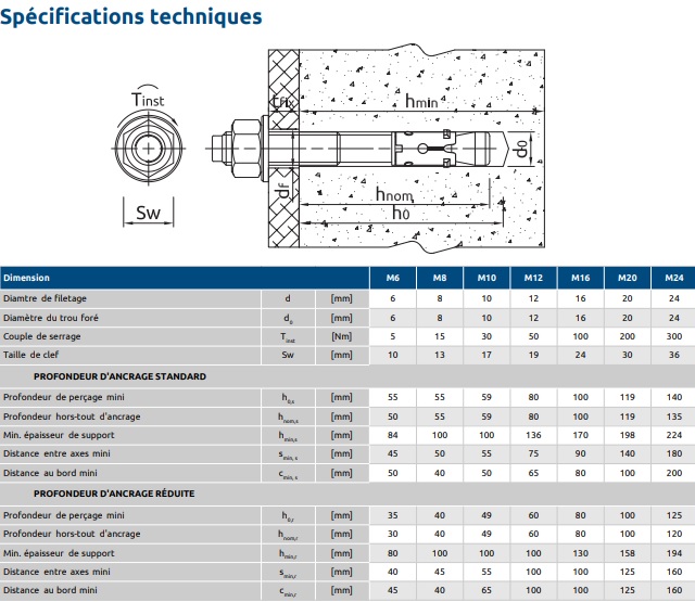 Goujons d'ancrage pour béton non fissuré 16X100 boîte de 25 - RAWL - R-XPT-16100/5