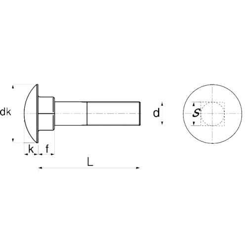 Vis à métaux tête ronde collet carré inox A2 DIN 603 10X100 boîte de 50 - ACTON - 6221310X100