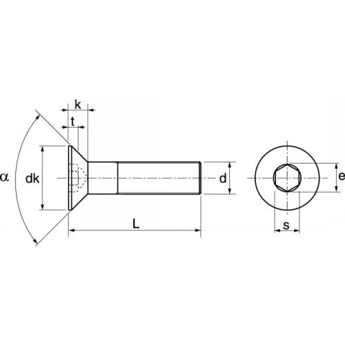 Vis à métaux tête fraisée 6 pans creux inox A2 ISO 10642 DIN 7991 6X30 boîte de 200 - ACTON - 622036X30