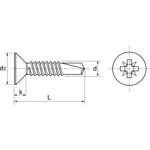 Vis autoperceuse tête fraisée pozidrive inox A2 DIN 7504 O 4,2X38 boîte de 200 - ACTON - 624324,2X38