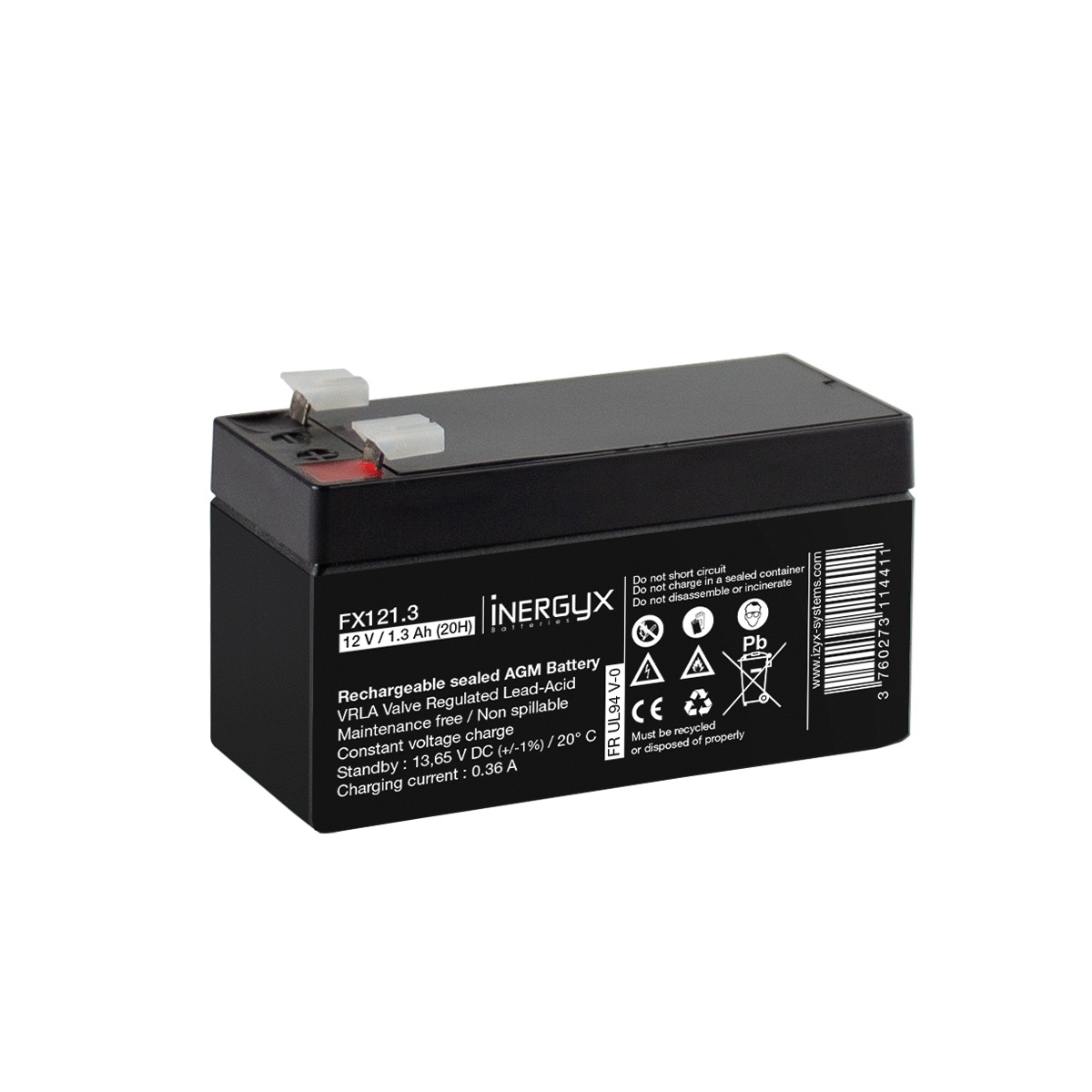 Batteries rechargeables 12VDC 1,3AH flamme retardante - IZYX - FX121.3