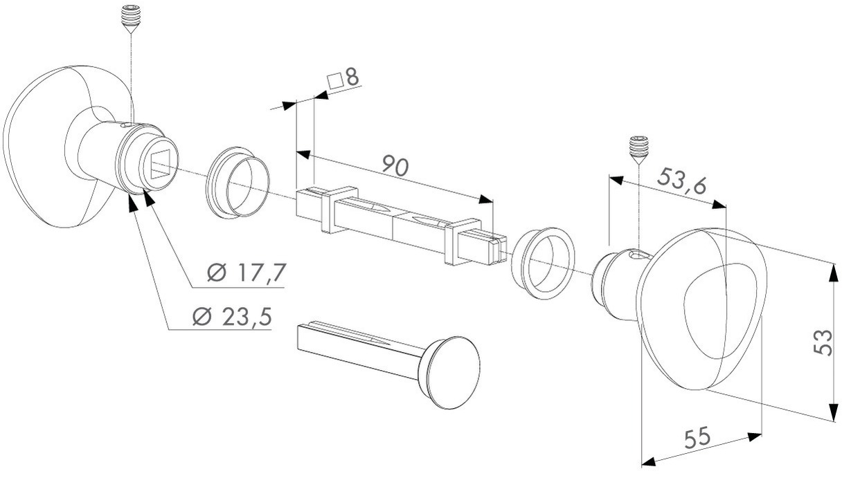 Kit boutons blocages en combinaison de la gâche électrique - LOCINOX - P00006380