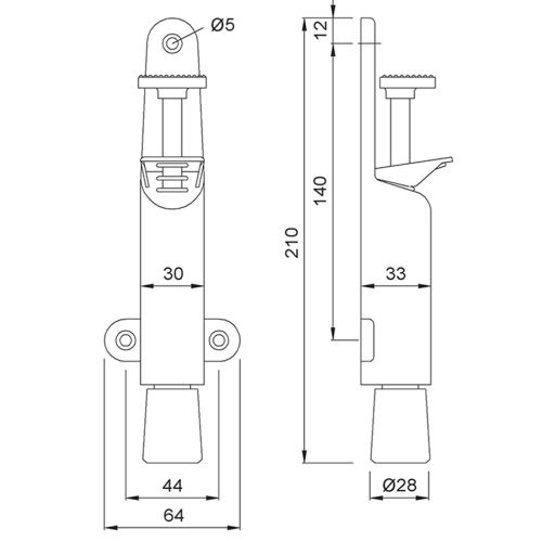 Arrêt de porte vertical 50 1082 02 argent - KWS - 108202