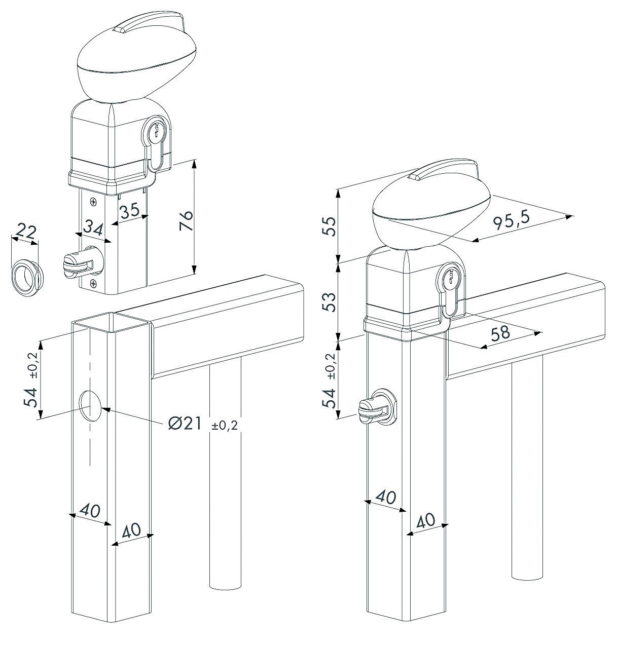 Serrure de piscine TWIST 40mm blanche - LOCINOX - P00007884-9010