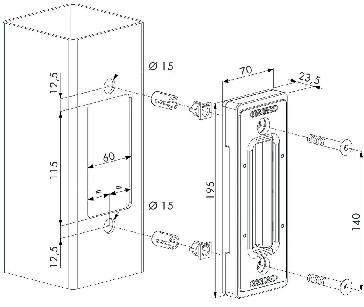 Gâche de serrure pour portail coulissant alu - LOCINOX - P00006976