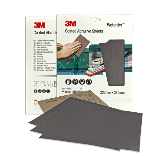 Feuilles abrasives WETORDY 734 imperméables 230x280mm Grain 800 boîte de 10 - 3M - LS65572