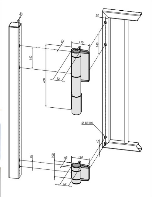 Ferme portillon hydraulique Mammoth + charnière Dino - LOCINOX - P00009344-SILV