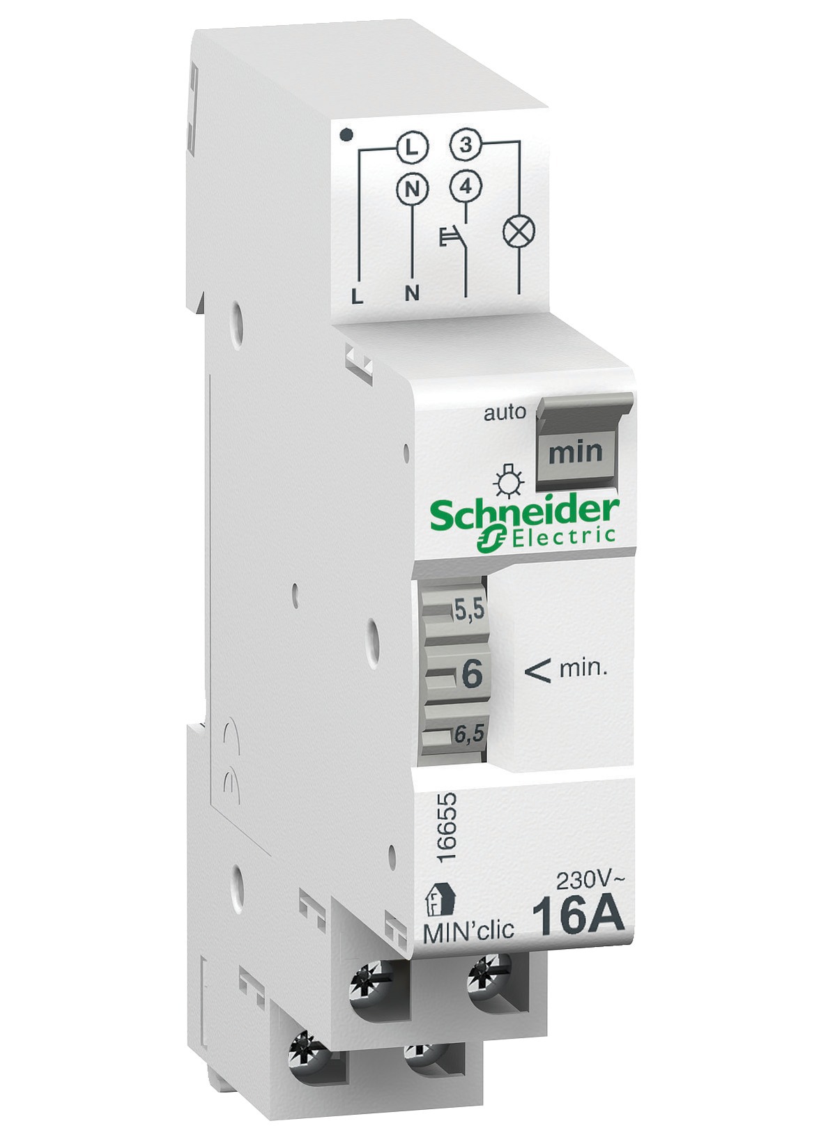 Minuterie Resi9 Min 1 contact 16A/250Vca réglage par molette - SCHNEIDER - 16655