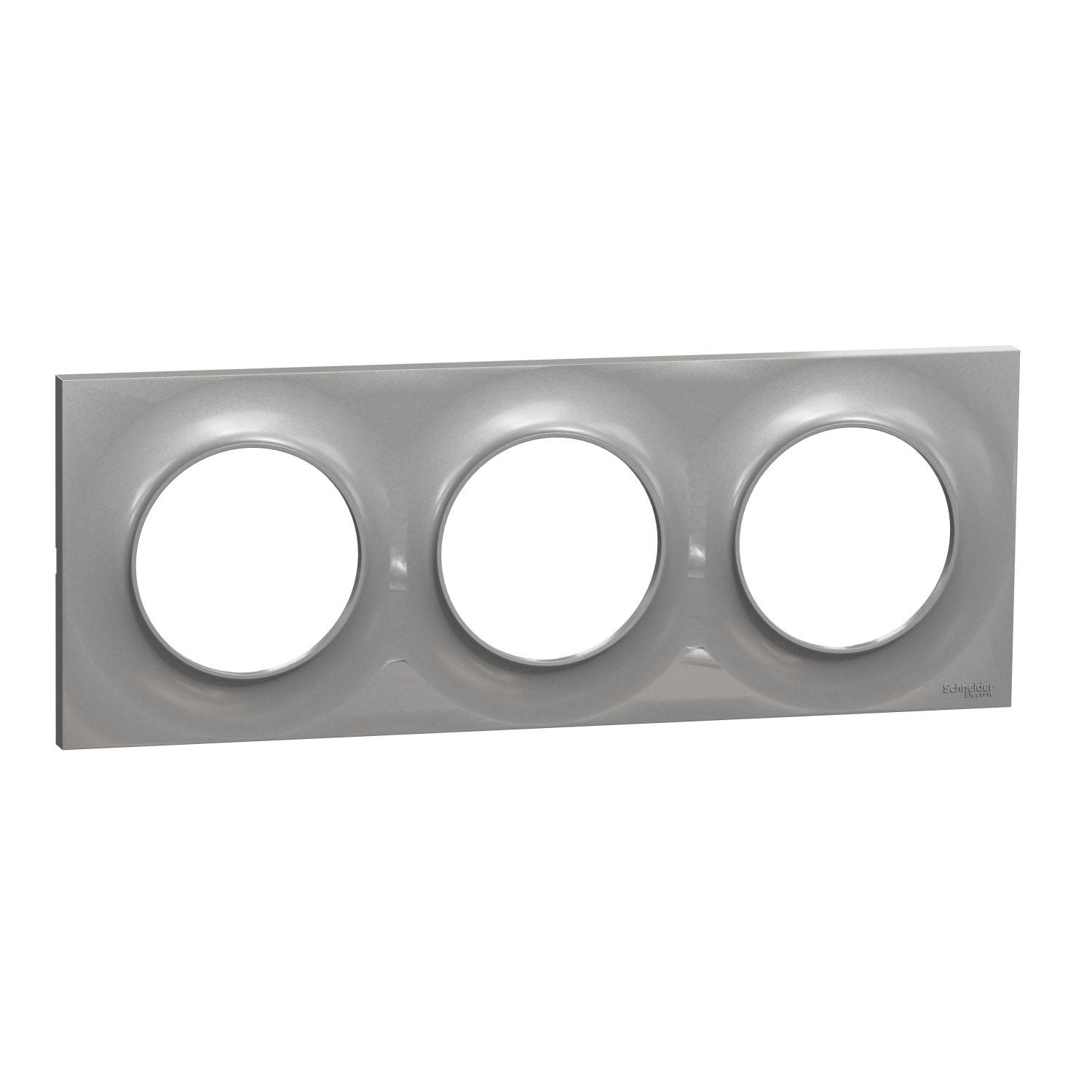 Plaque ODACE Styl aluminium 3 postes horizontal/vertical entraxe 71mm - SCHNEIDER ELECTRIC - S520706E