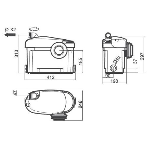 Broyeur adaptable W15SP ultra silence - WATERMATIC - W15SP-A87G-16