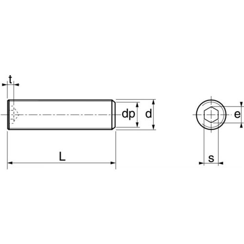 Vis à métaux sans-tête hexagonale creuse bout plat inox A2 DIN 913 5X20 boîte de 100 - ACTON - 622045X20
