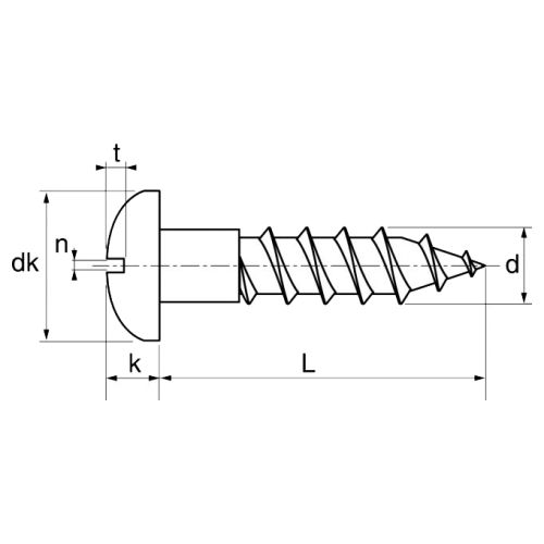 Vis à bois tête cylindrique fendue inox A2 DIN 96 5X25 boîte de 200  - ACTON - 623025X25