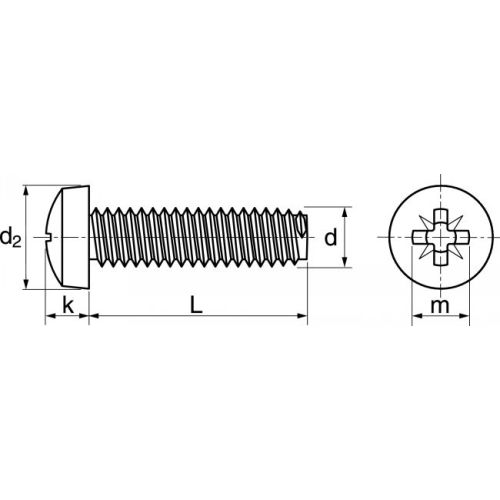 Vis autotaraudeuse tête cylindrique pozidrive inox A2 DIN 7500 CZ 3X8 boîte de 200 - ACTON - 622223X8