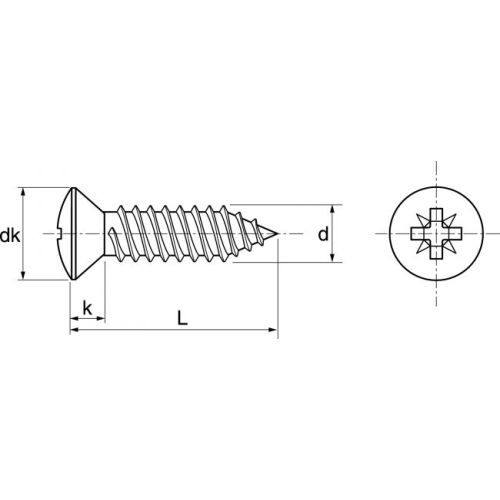 Vis à tôle tête fraisée bombée pozidrive forme C inox A2 DIN 7983 4,2X19 boîte de 200 - ACTON- 624114,2X19