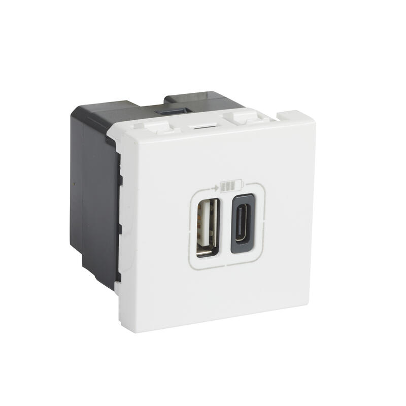 Chargeur USB type-A + USB type-C 3A MOSAIC 2 modules 230V blanc - LEGRAND - 077592