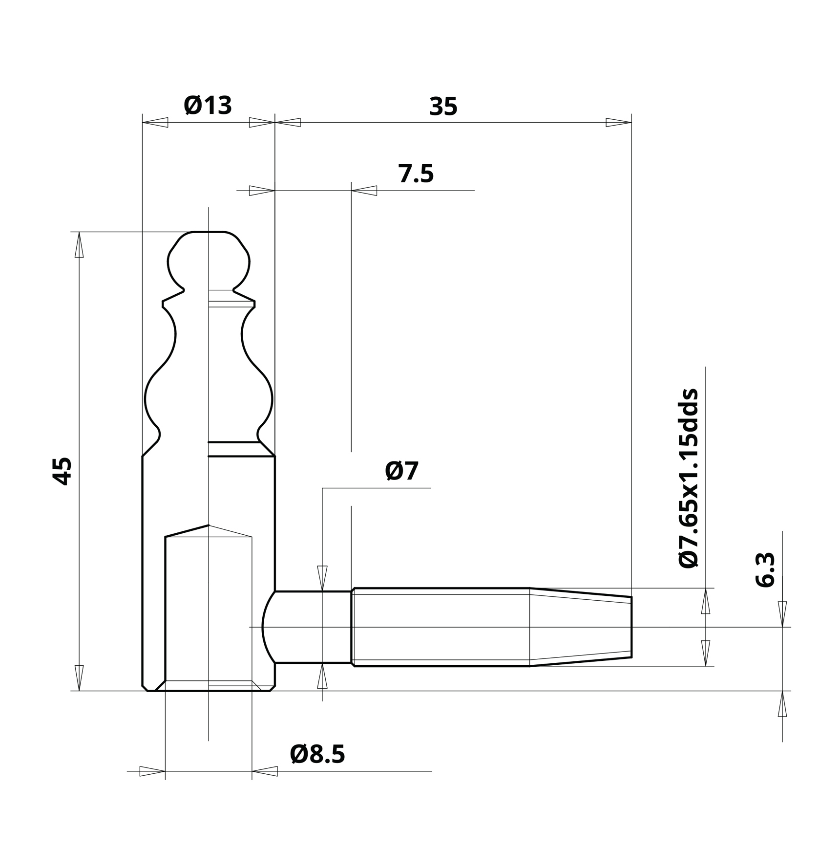 Fiche femelle 190 13 phosphatée - OTLAV - CF190130G204