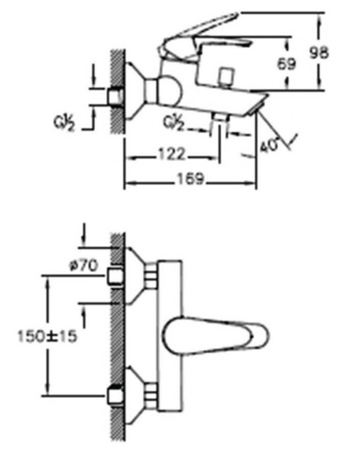 Mitigeur bain-douche monocommande NF DYNAMIC S Cartouche 1/2 C2 - VITRA - A40953EKF