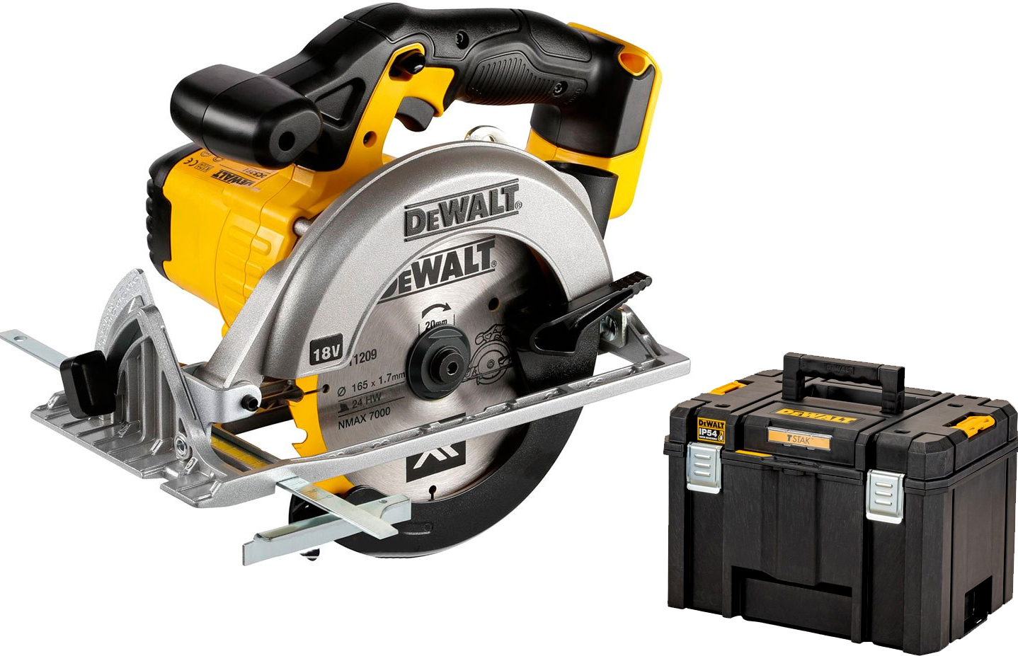 Scie circulaire XR 18V 165mm (sans batterie ni chargeur) en coffret TSTAK - DEWALT - DCS391NT