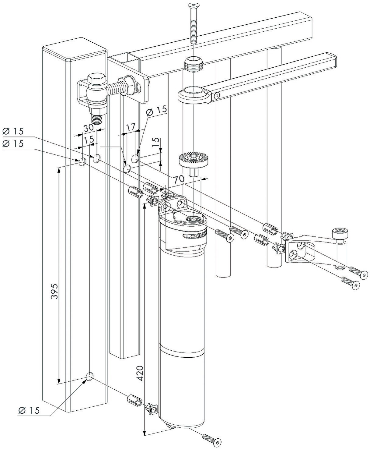 Ferme portillon hydraulique VERTICLOSE 2 pour charnières à 90° et 180° argent - LOCINOX - P00009354-SILV