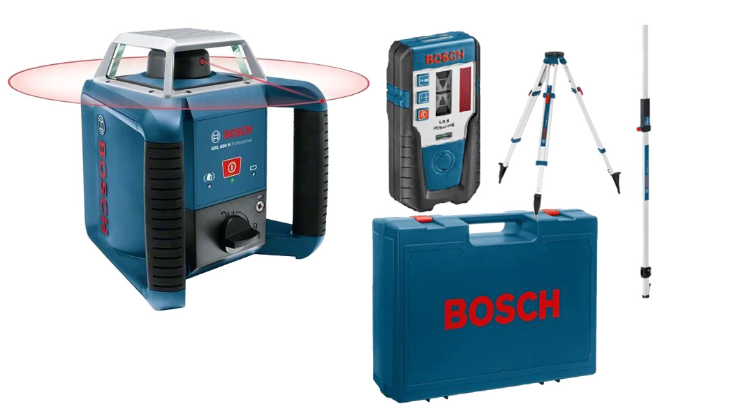 Laser rotatif GRL 400 H + trépied + accessoires + coffret standard - BOSCH - 06159940JY