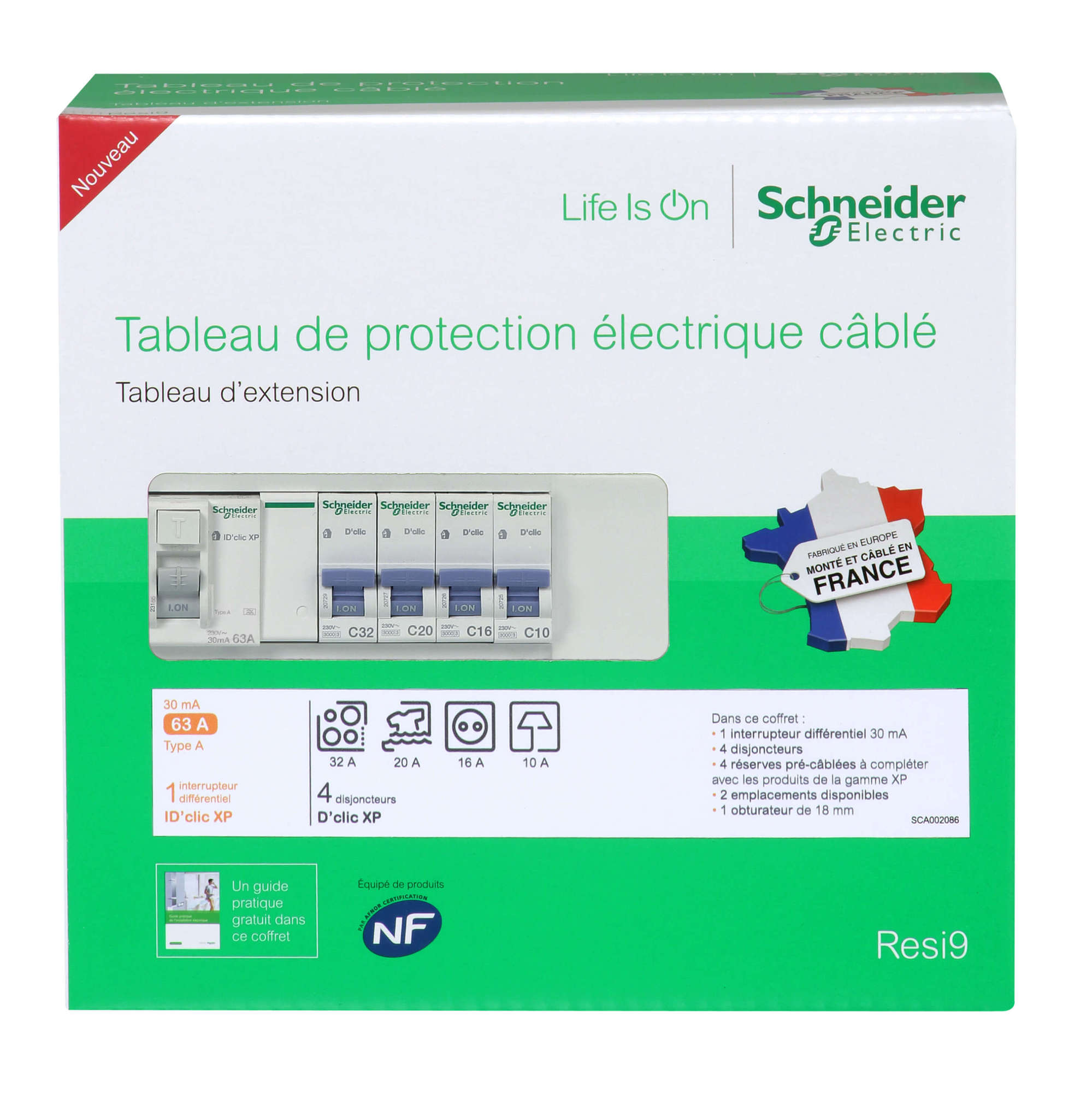 Tableau électrique équipé et pré câblé 1 rangée peignable - SCHNEIDER ELECTRIC - R9H113SP06